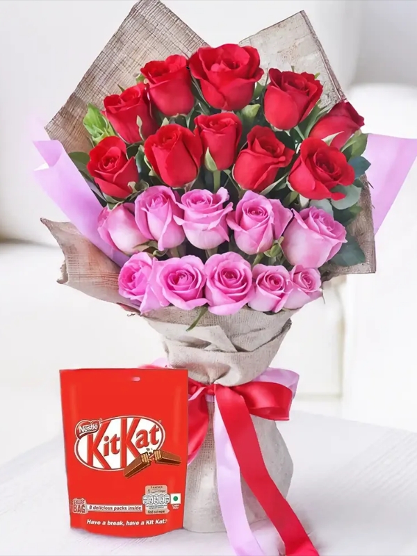  Send Flowers to Alanya - Pink and Red Rose Bouquet + Delicious Chocolate