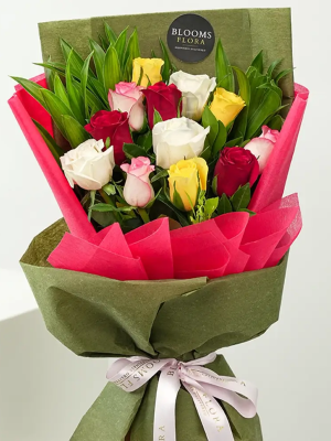  Alanya Flowers - 12 Colored Rose Bouquet